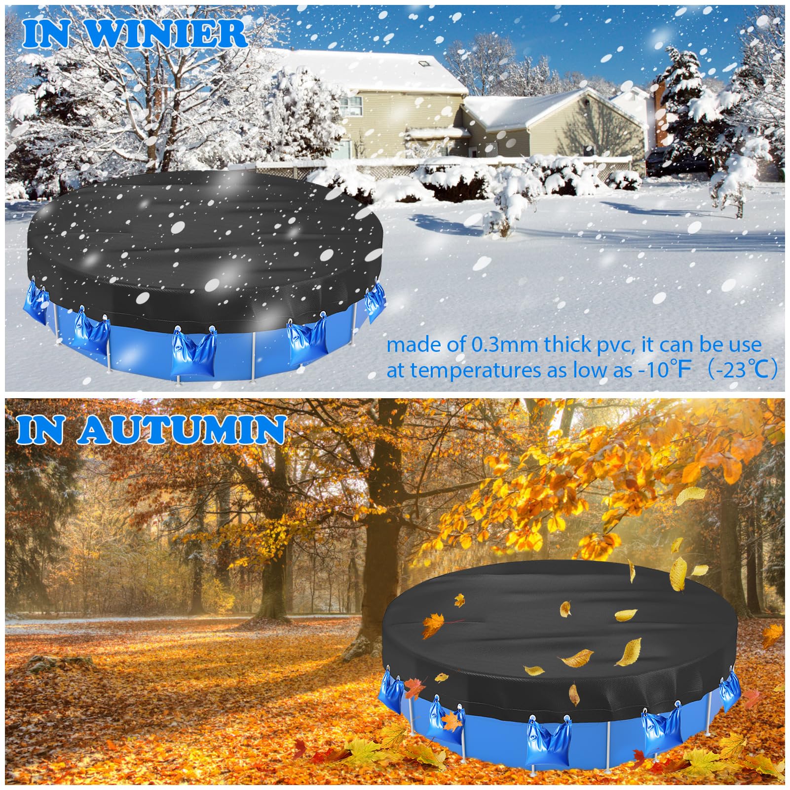 Heavy Duty 10-Pack PVC Pool Cover Water Bags - Wall Hanging Weights for Above Ground & Inground Swimming Pools, Hot Tubs - Winter Cold Resistant Blue Water Tubes (Perfect for Securing Pool Covers in All Seasons)