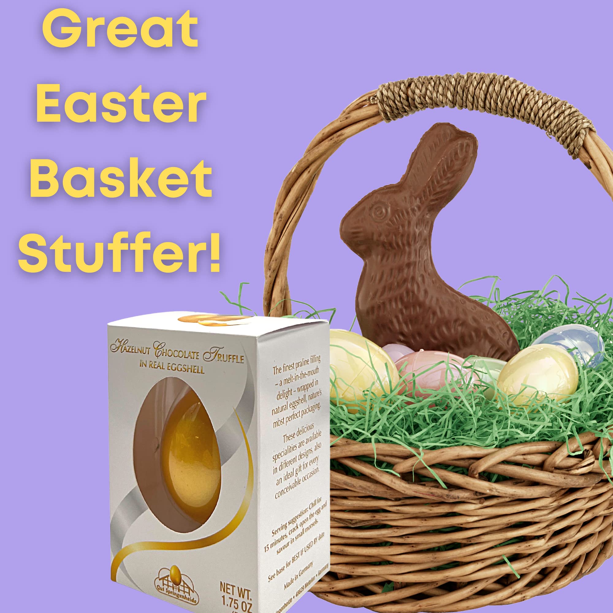 Needzo Gourmet German Milk Chocolate Filled Egg - Creamy Hazelnut Truffle (1.75oz) | Premium Easter Basket Stuffers, Holiday Candy Gifts for Family & Friends | Perfect for Easter Celebrations, Party Favors & Sweet Treats