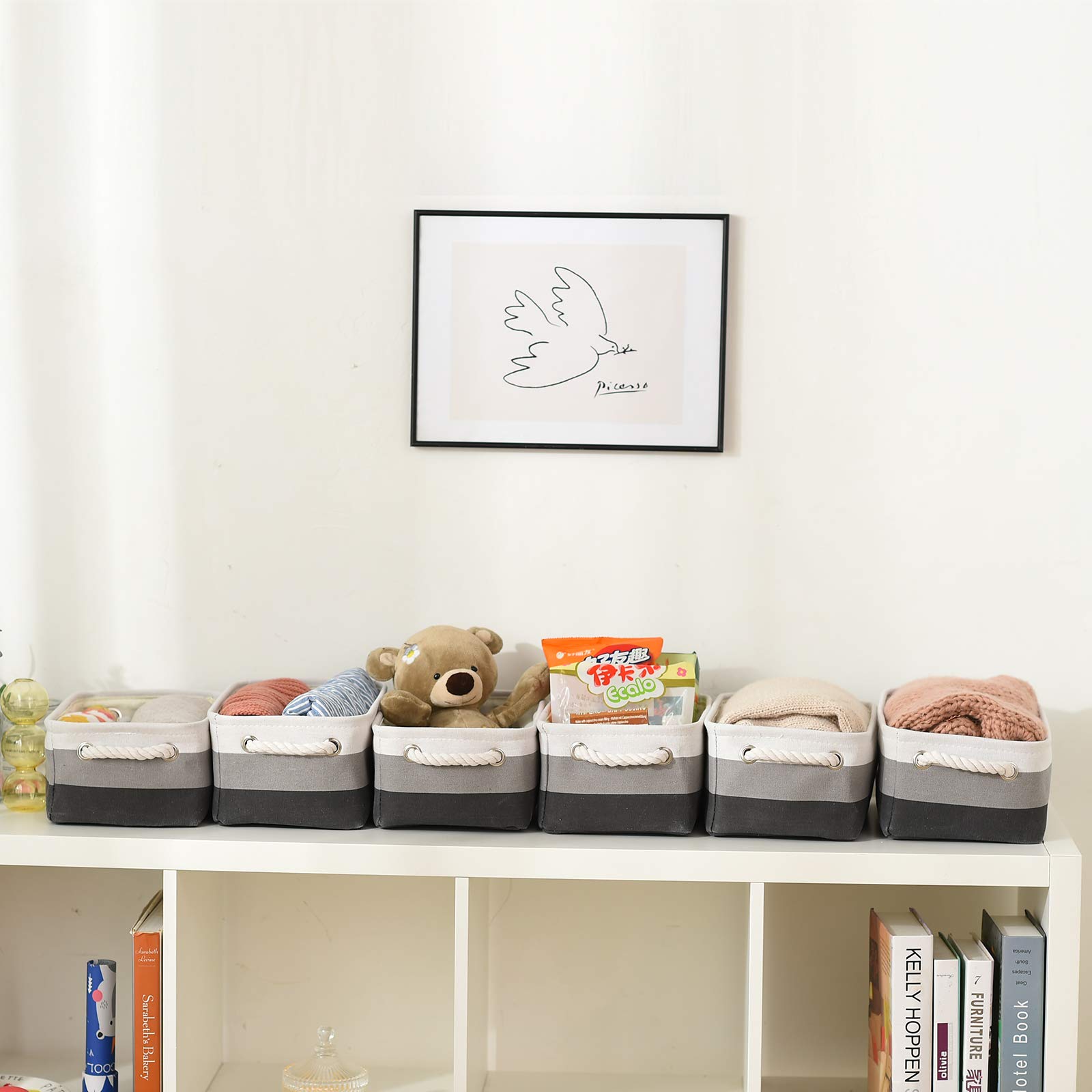 Small Fabric Storage Baskets for Shelves & Closets - Rectangular Collapsible Organizer for Clothes, Books, Toys & Gifts | Perfect for Bedroom, Nursery & Home Organization