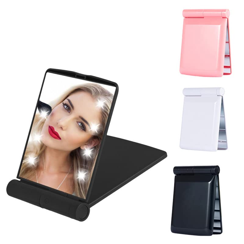 8 LED Lighted Travel Makeup Mirror - Foldable Portable Vanity Mirror with Bright Lights for Women | Perfect for Home, Travel, and Professional Makeup Application
