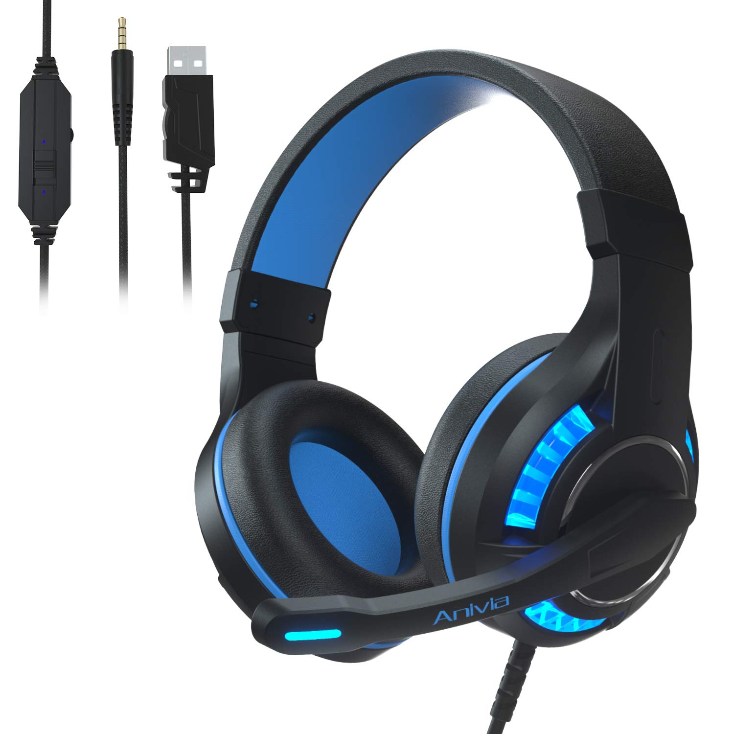 Premium PS4 Gaming Headset for Xbox One, PC, PS4 & Nintendo Switch - Noise Cancelling Microphone, RGB Lighting, 3.5mm Wired Headphones for Gaming, Streaming & Online Chat - Perfect for FPS, RPG & Battle Royale Games