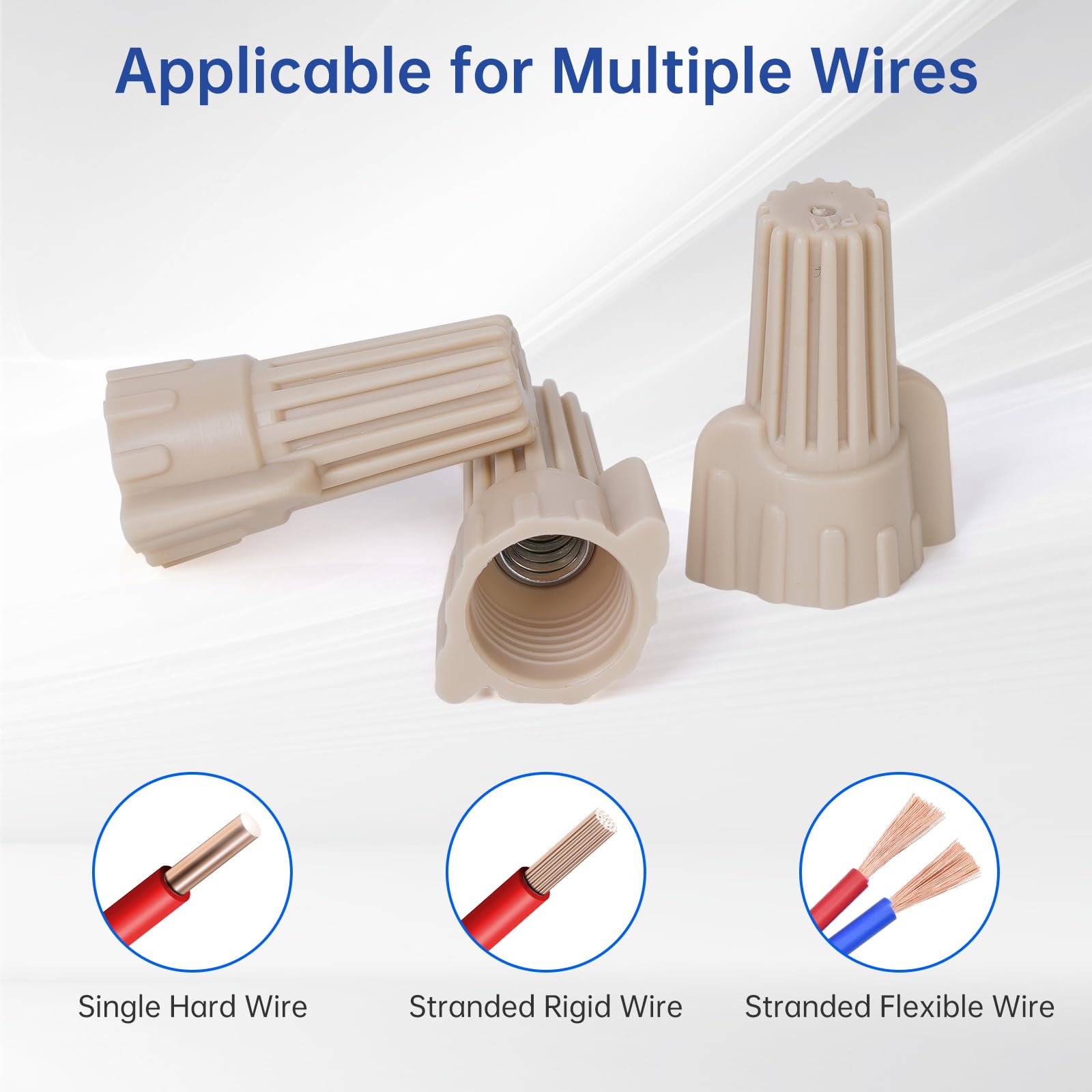 750PCS Tan Wire Nuts Connectors P11 Twist-On Wire Caps - Electrical Wire Connectors with Winged Springs - Screw Terminals for Secure Wire Connections - Ideal for Home Wiring, Electrical Repairs and DIY Projects