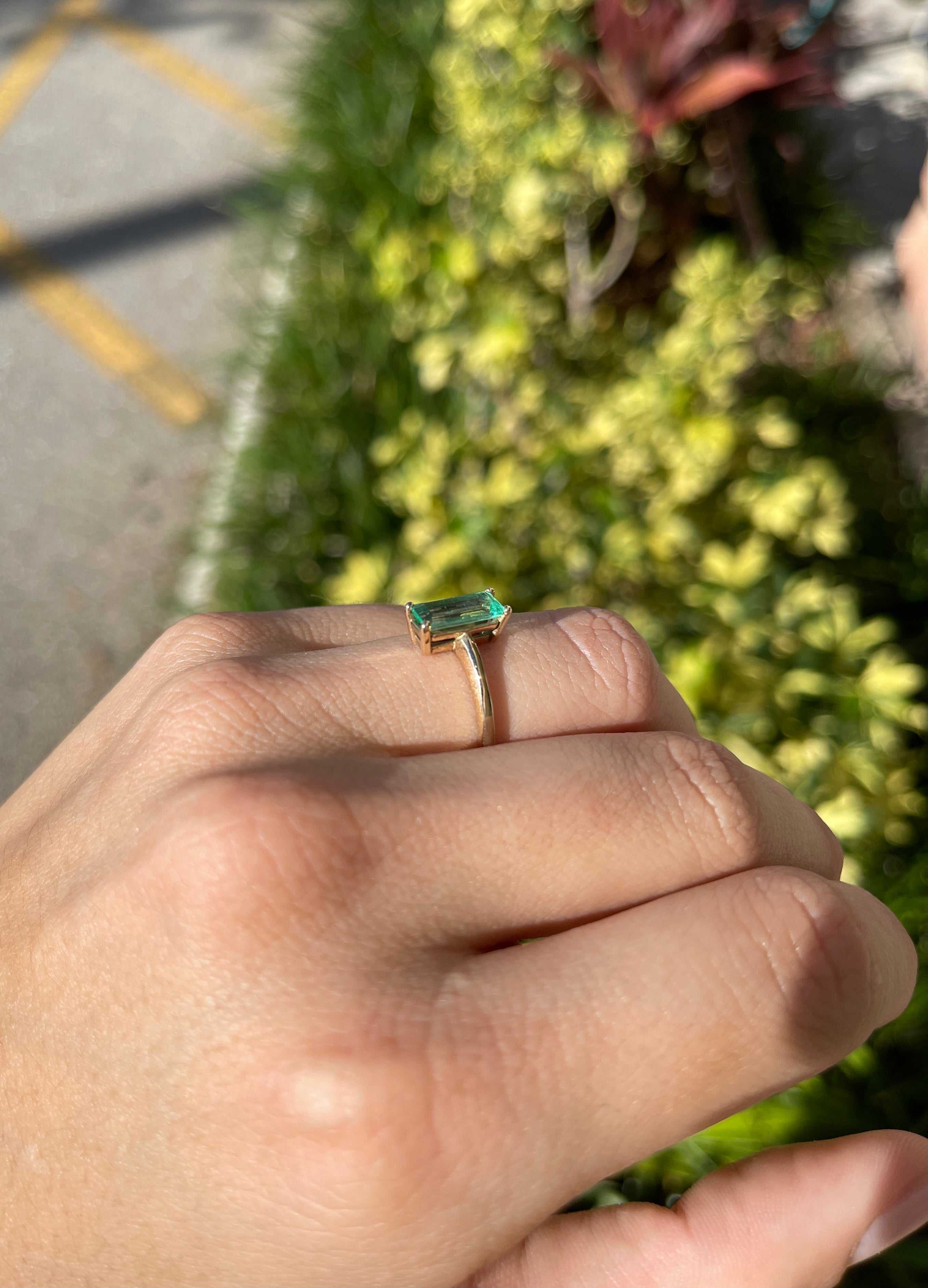 1.90ct Colombian Emerald Cut Solitaire Ring in 14K Gold - Elegant Four Prong Setting for Engagement, Anniversary & Special Occasions