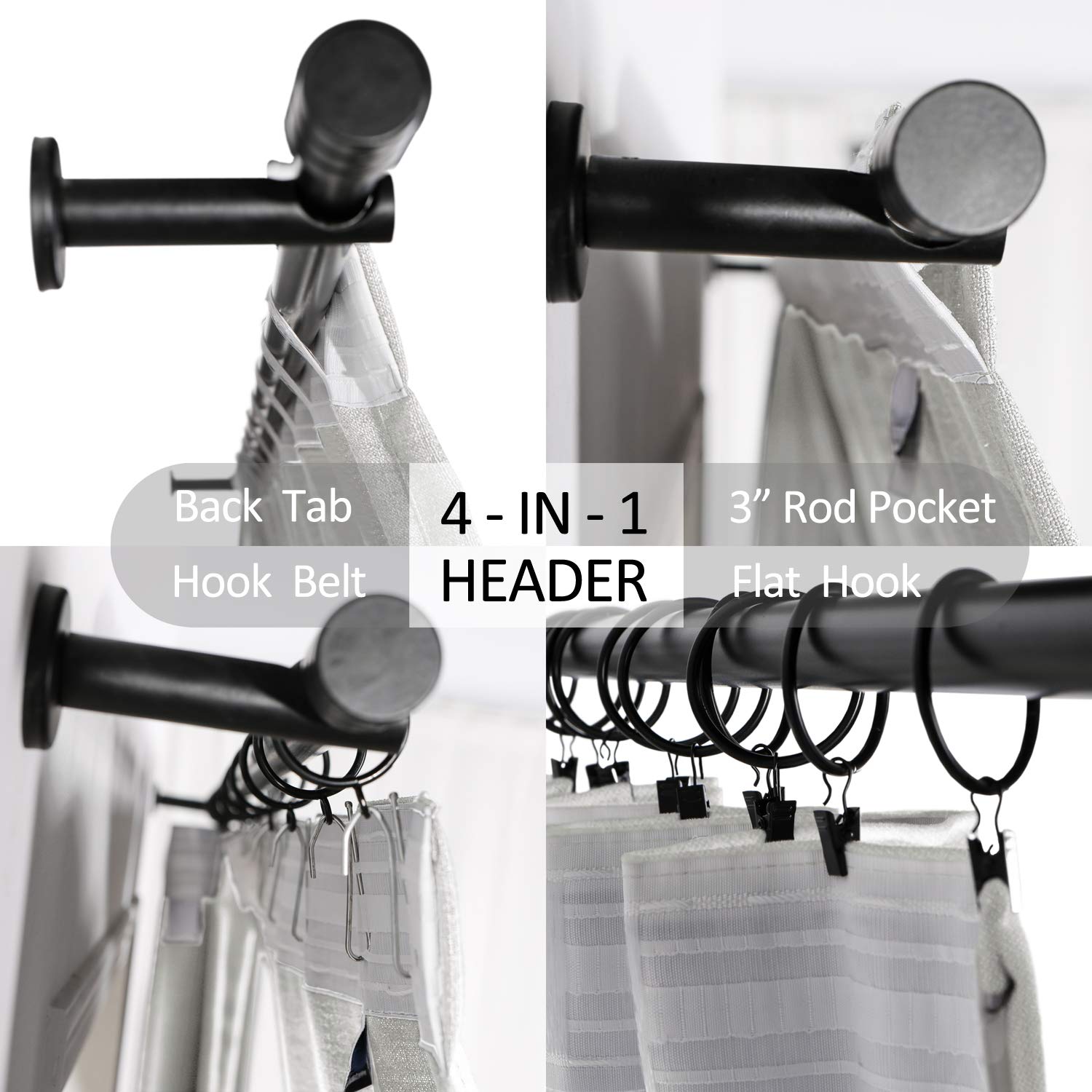Frelement Linen Curtains - 4-in-1 Header Textured Energy Efficient Sun Blocking Drapes for Sliding Glass Doors & Kitchen Windows - Sand White (72