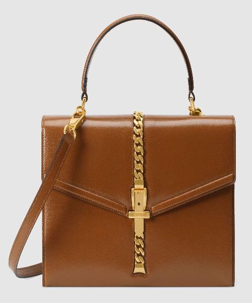 Gucci Sylvie 1969 Small Leather Top Handle Handbag in Brown | Luxury Designer Crossbody Bag for Women | Perfect for Work, Date Night & Special Occasions