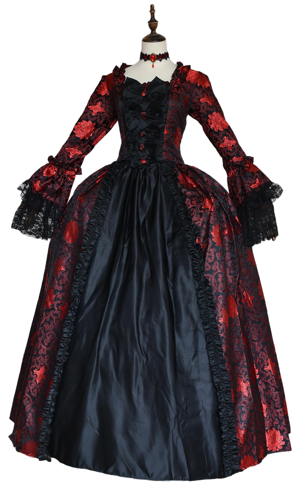 Victorian Ball Gown for Women - Elegant Long Sleeve Party Dress with Rococo Details | Perfect for Masquerade Balls, Costume Parties & Historical Reenactments