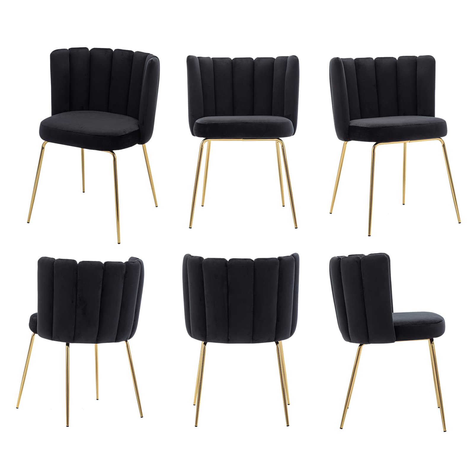 Premium Velvet Dining Chairs Set of 4 - Modern Upholstered Accent Chairs with Curved Back & Gold Metal Legs for Living Room, Kitchen, Bedroom | Elegant Home Decor & Comfortable Seating Solution for Dinner Parties, Coffee Time & Relaxation