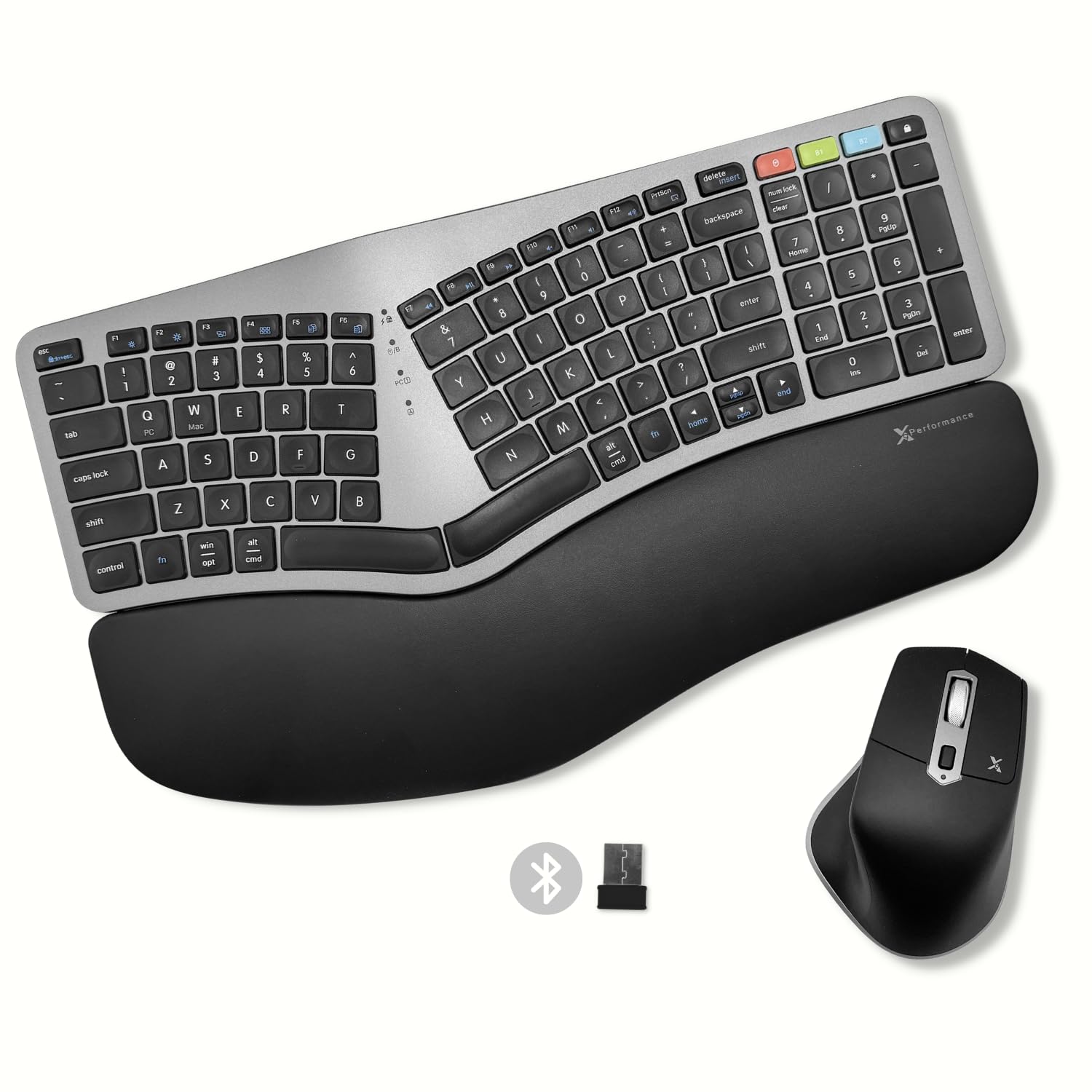 Ergonomic Wireless Keyboard & Mouse Combo - 2.4G/Bluetooth for PC & Laptop - Office & Gaming Use