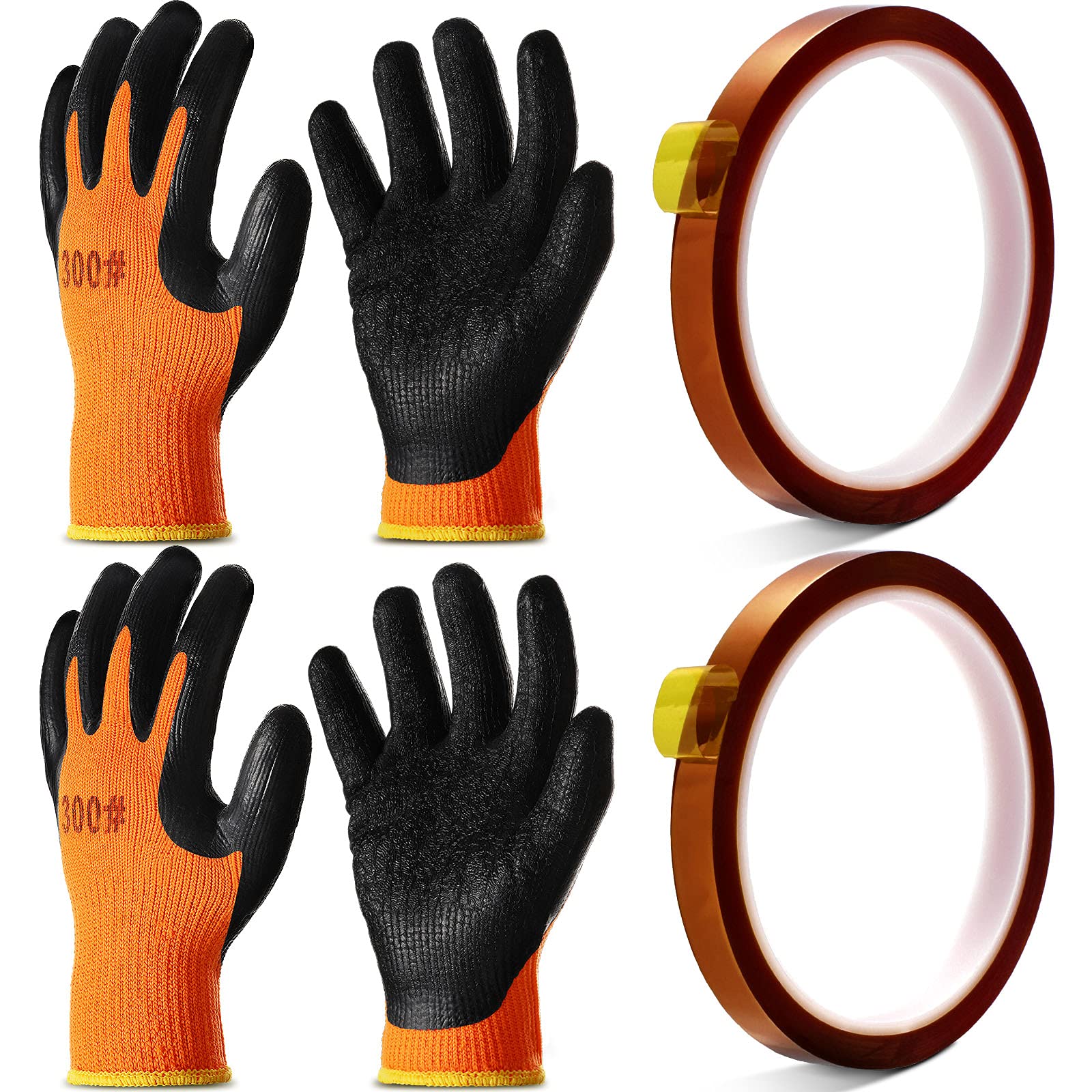 Honeydak 2 Pairs Heat Resistant Gloves for Sublimation - High Temperature Thermal Transfer Gloves with 2 Rolls Heat Resistant Tape - Perfect for T-Shirt Printing, DIY Crafts & Heat Press Projects