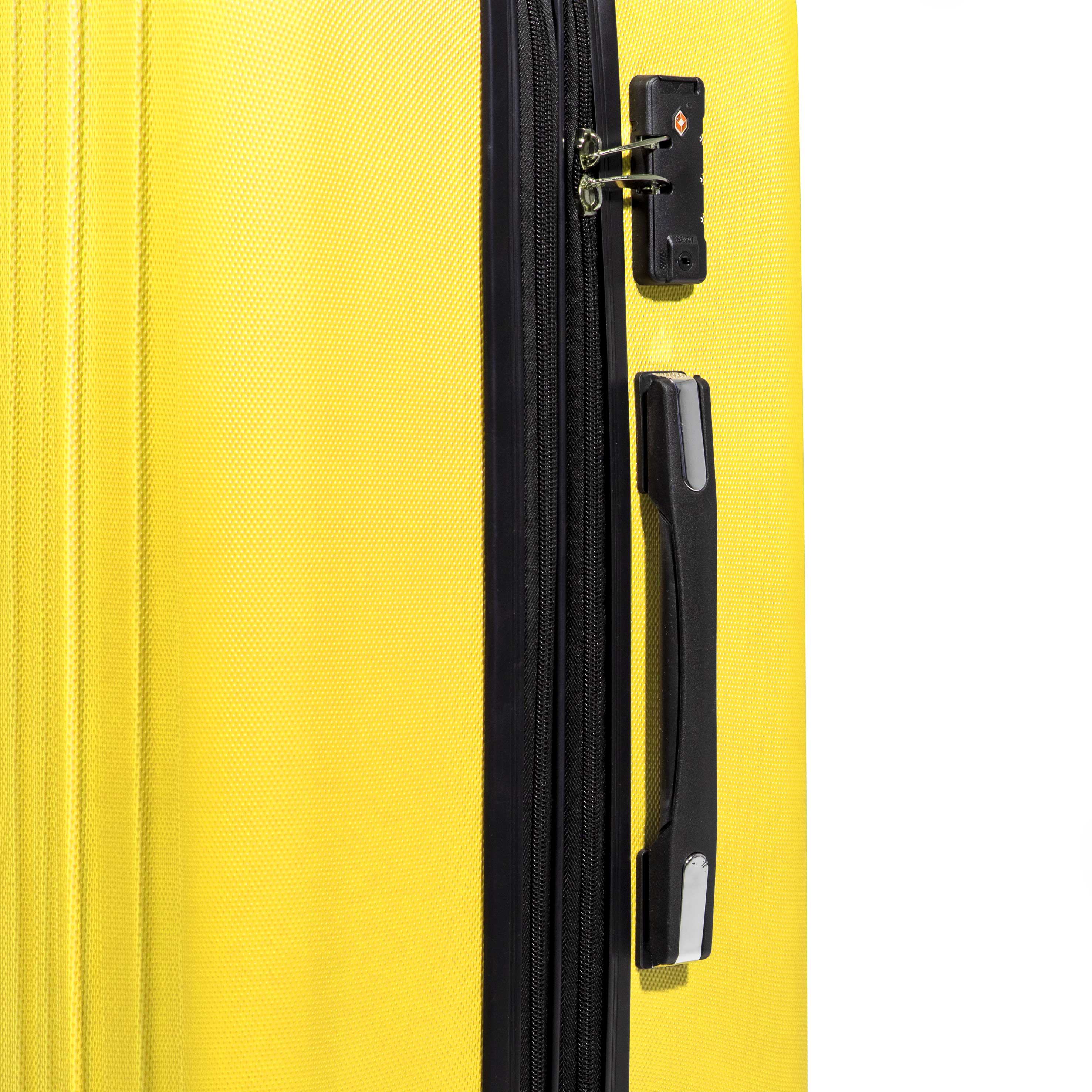 3-Piece Lightweight ABS Luggage Set with TSA Lock - Yellow (DL124) - Perfect for Travel, Business Trips & Vacations