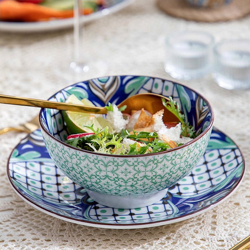 Premium Casablanca Porcelain Dinnerware Set - 16-Piece Elegant Bone China Tableware for Formal Dining, Entertaining & Special Occasions