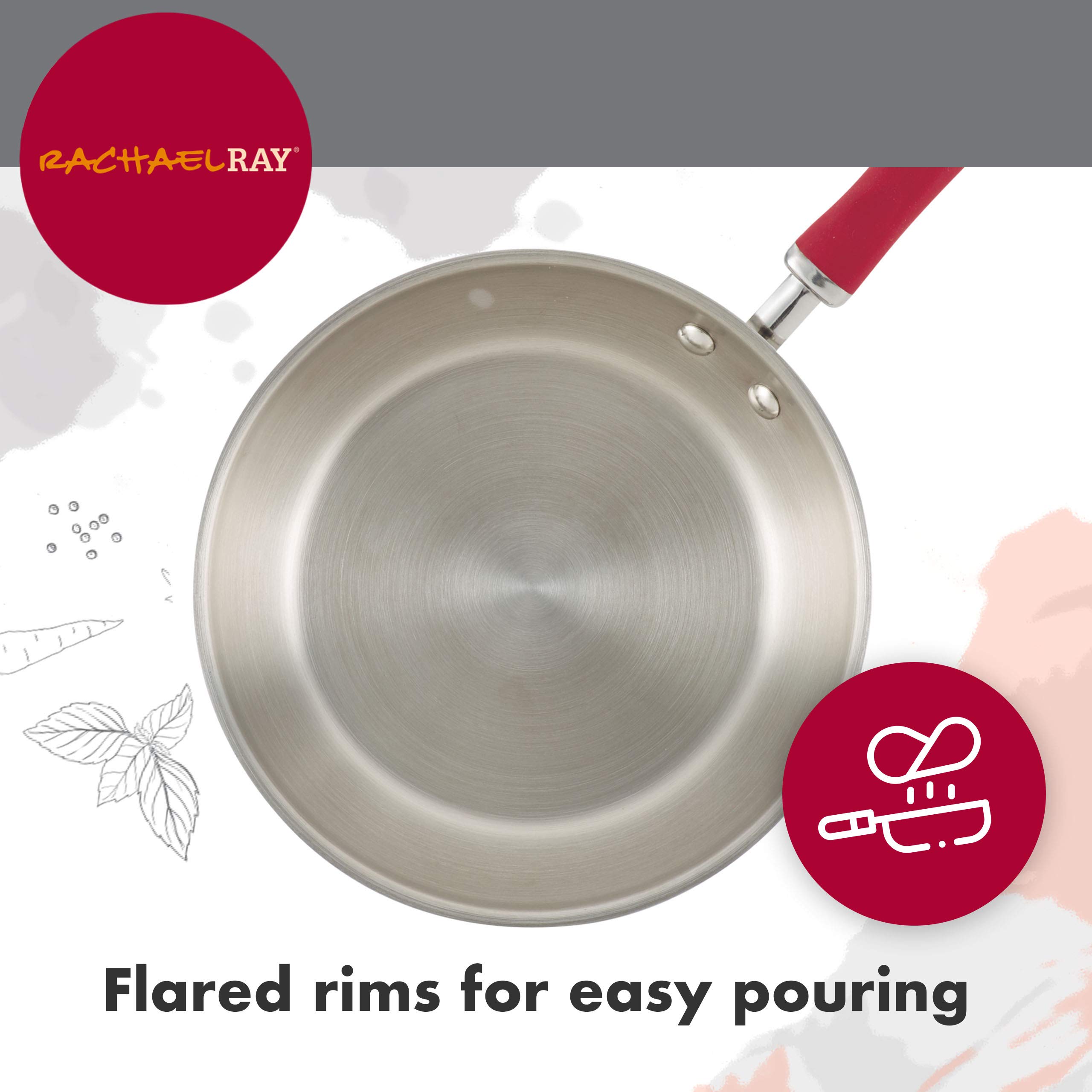 Rachael Ray 10-Piece Stainless Steel Cookware Set with Light Blue Handles - Nonstick Pots & Pans for Induction Cooking | Perfect for Home Chefs & Professional Kitchens