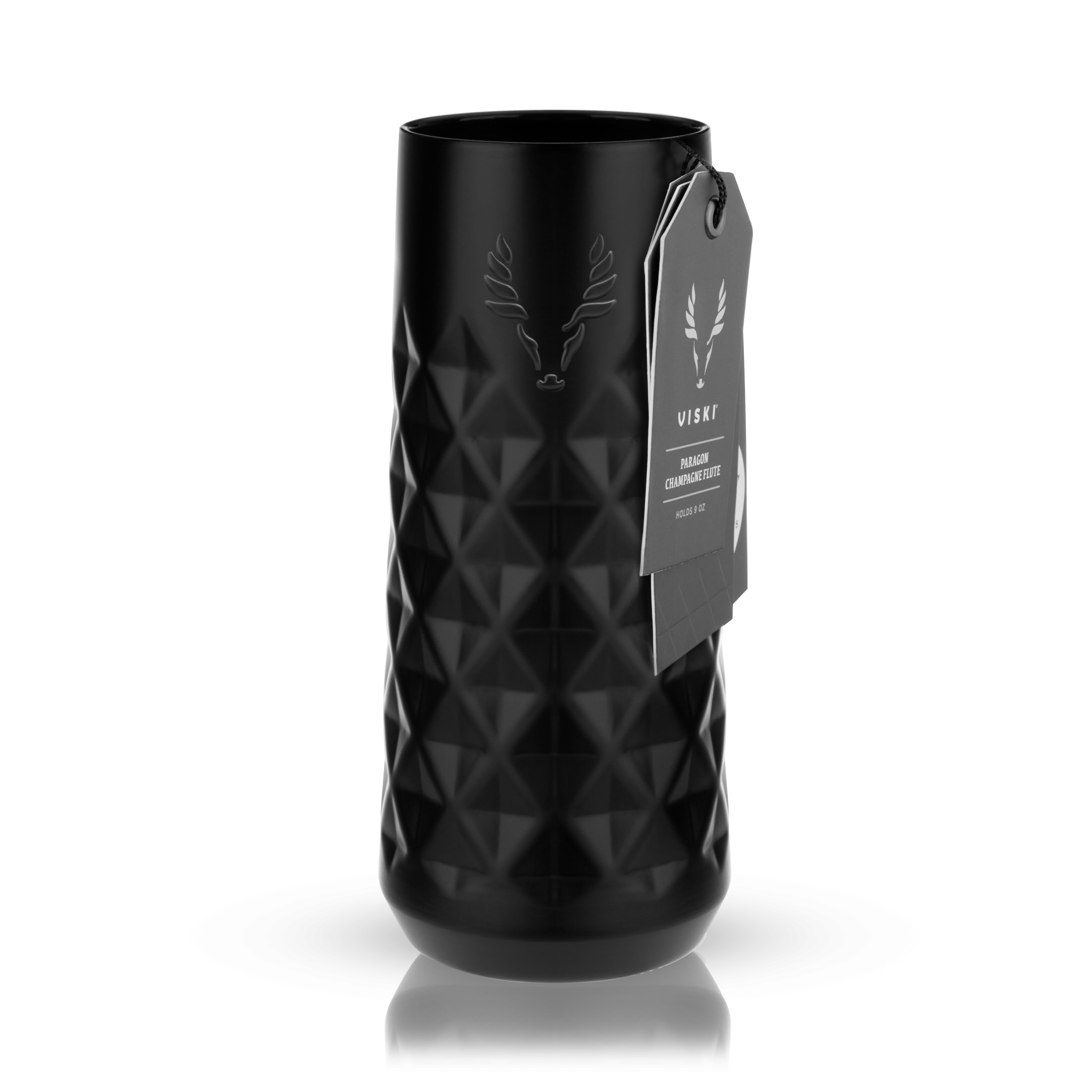 Premium Stainless Steel Champagne Flutes Set - Obsidian Black Elegant Wine Glasses for Parties, Weddings & Romantic Dinners - Dishwasher Safe & Shatterproof Crystal Alternative