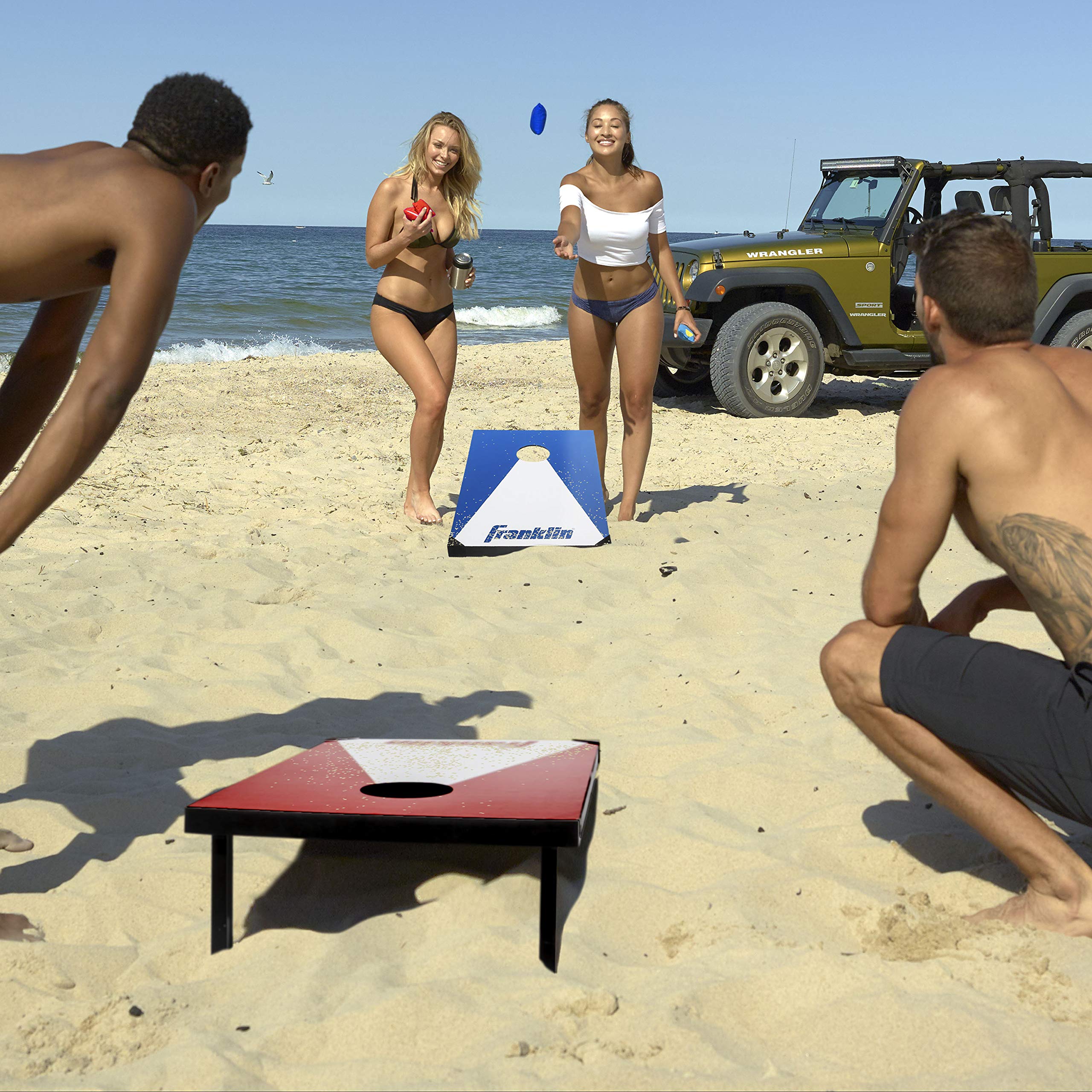 Franklin Sports Cornhole Game Set - Portable Cornhole Boards with 8 Bean Bags - Outdoor Lawn & Beach Tailgate Toss Game for Backyard, Parties, and Picnics