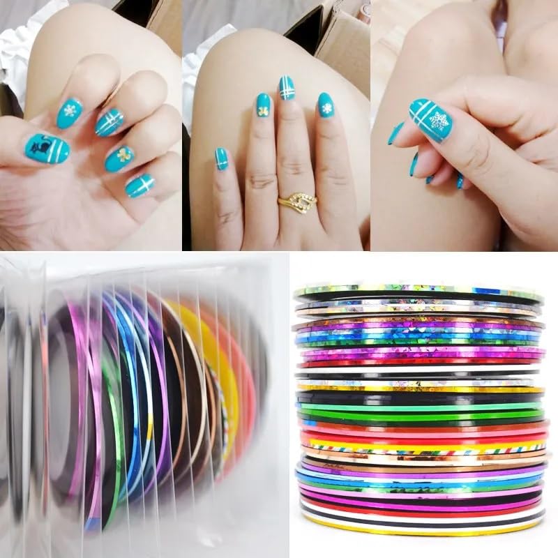 Premium 48-Piece VNZ Nail Art Kit with Glitter Stones, 100 Fake Nails, 2 Decorative Tapes, 15 Brushes & 5 Dotting Pens - Complete DIY Manicure Set for Home Salon, Parties & Gift Giving