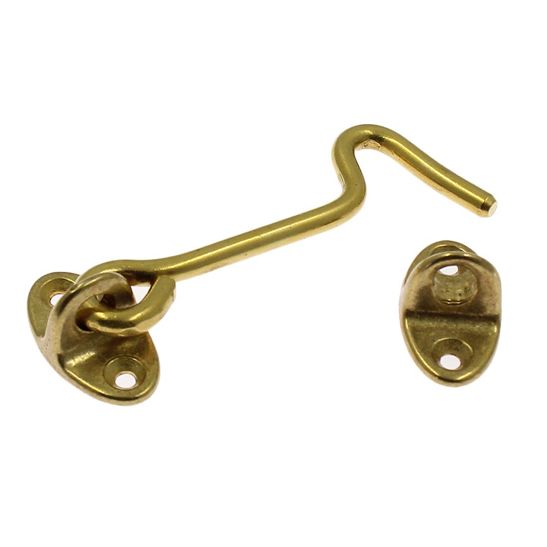 2Pcs Solid Brass Barn Door Lock 3 Inch Privacy Cabin Hook Latch & Eye - Heavy Duty Gold Finish for Bathroom, Wooden Fences, Sheds, and Sliding Doors