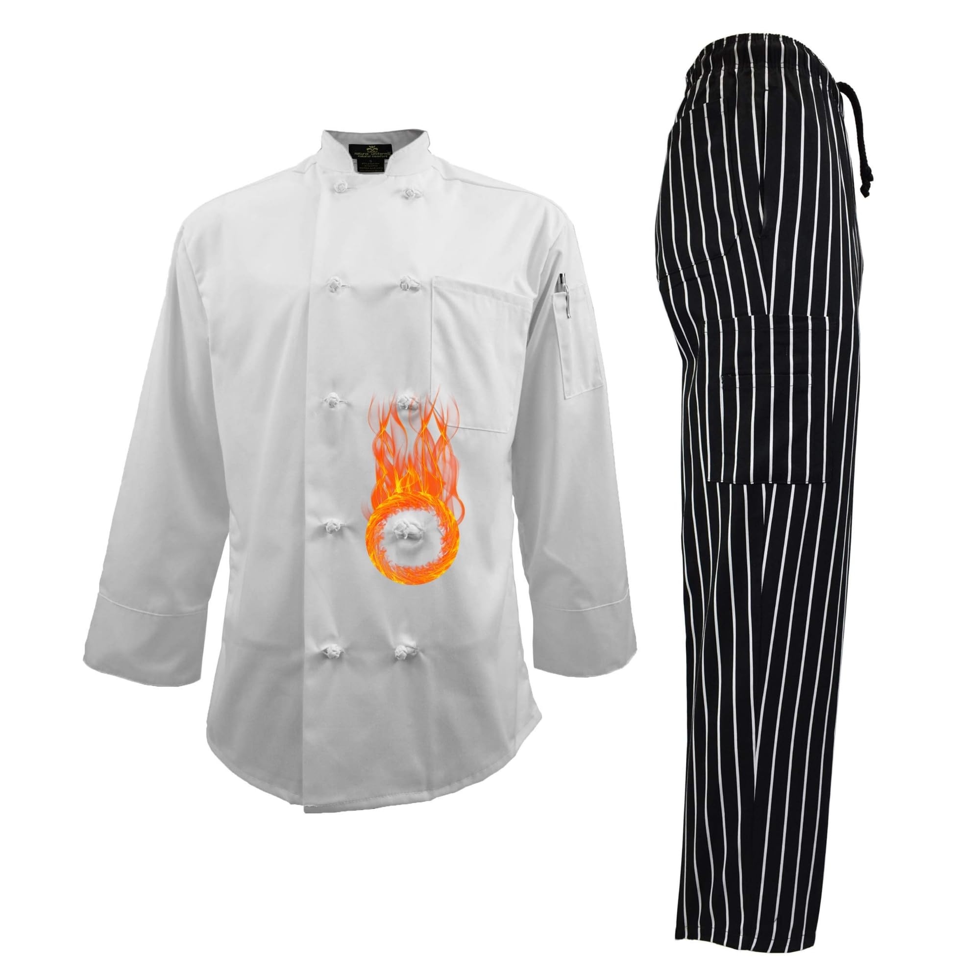Professional Men's Chef Uniform Set - Breathable Chef Coat & Pants for Cooking, Baking & Culinary Work | Restaurant Kitchen & Home Cooking Outfit