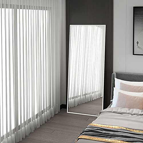 MAYEERTY Full Length Floor Mirror with PS Frame - 59x20 Inches, Large Leaning Wall Mounted Rectangle Mirror for Bedroom & Living Room - Decorative White Mirror for Home Decor & Selfie Background