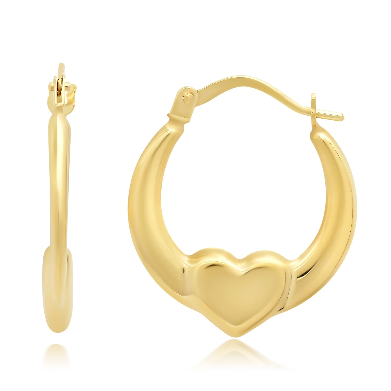 14K Solid Gold Heart Hoop Earrings for Women - 13mm & 16.5mm Click Closure Hoops | Valentine's Day Gift, Anniversary Present, Everyday Jewelry by MAX + STONE