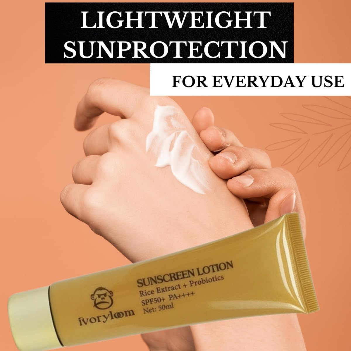 ivoryloom SPF 50+ Sunscreen with Rice Extract & Probiotics | Broad Spectrum UVA/UVB Protection | Oil-Free & Non-Comedogenic | Water Resistant | 1.7 oz | Perfect for Oily Skin & Daily Outdoor Activities