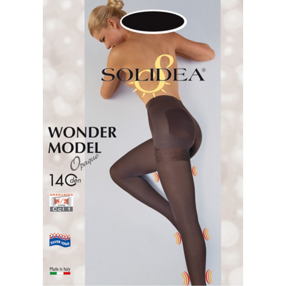 Solidea Wonder Model 140 Denier Opaque Tights for Women - Moka Brown, Size Medium (US 3) | Comfortable & Shaping Control Tights for Work, Travel & Everyday Wear