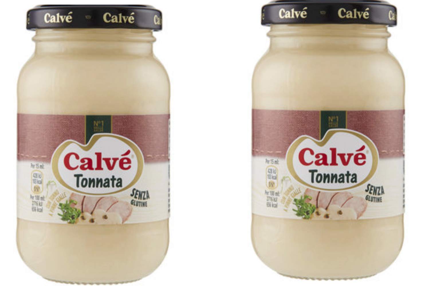 Calvè Tuna Gluten Free Italian Mayonnaise 225ml Glass Jar (Pack of 2) - Premium Pasta Salad Dressing & Sandwich Spread for Healthy Meals