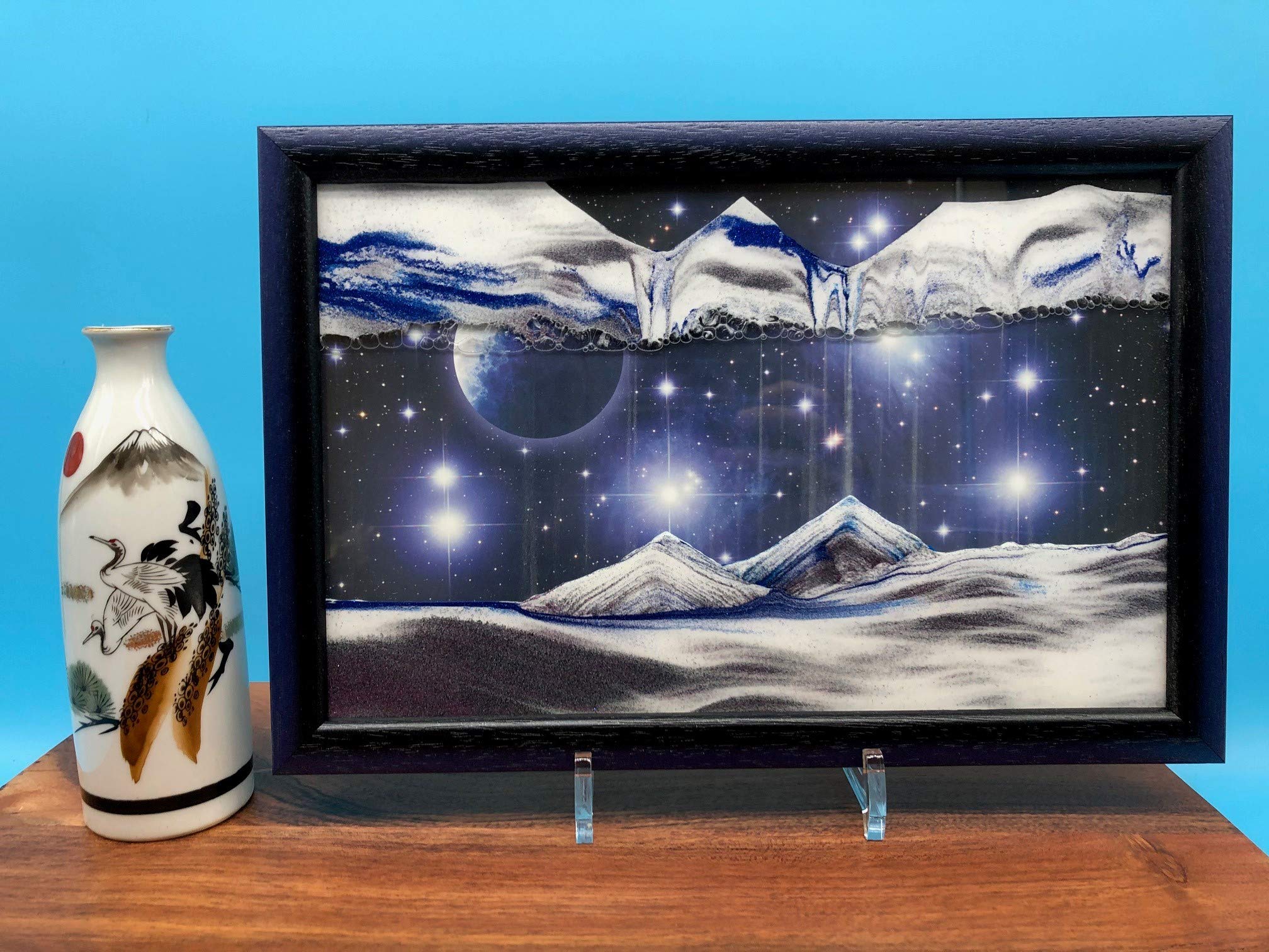 Sand Picture Art - Small Blue Planet Movie Themed Decoration for Home & Office Desk | Relaxing Kinetic Sand Art for Stress Relief & Meditation
