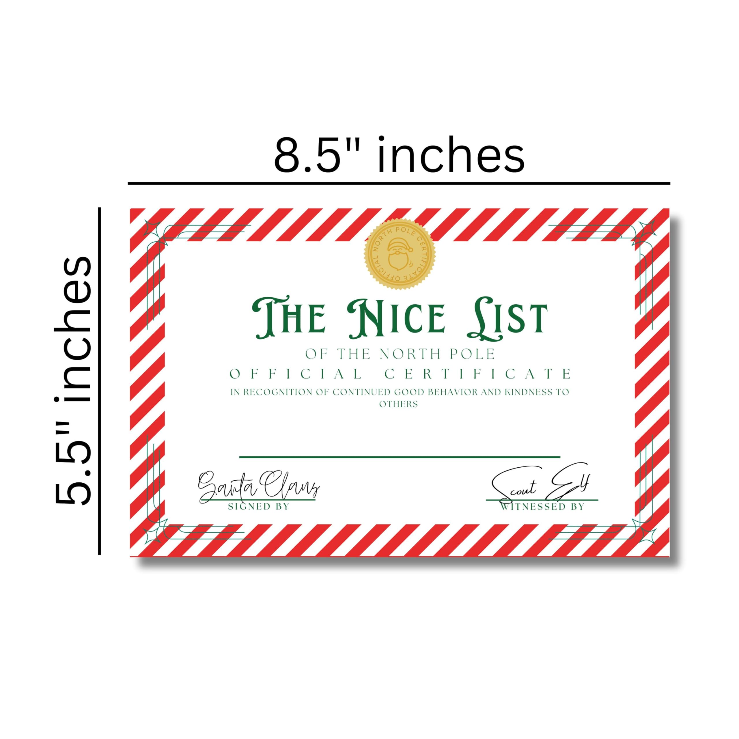 Official Nice List Certificate - 25 Pack | 5.5