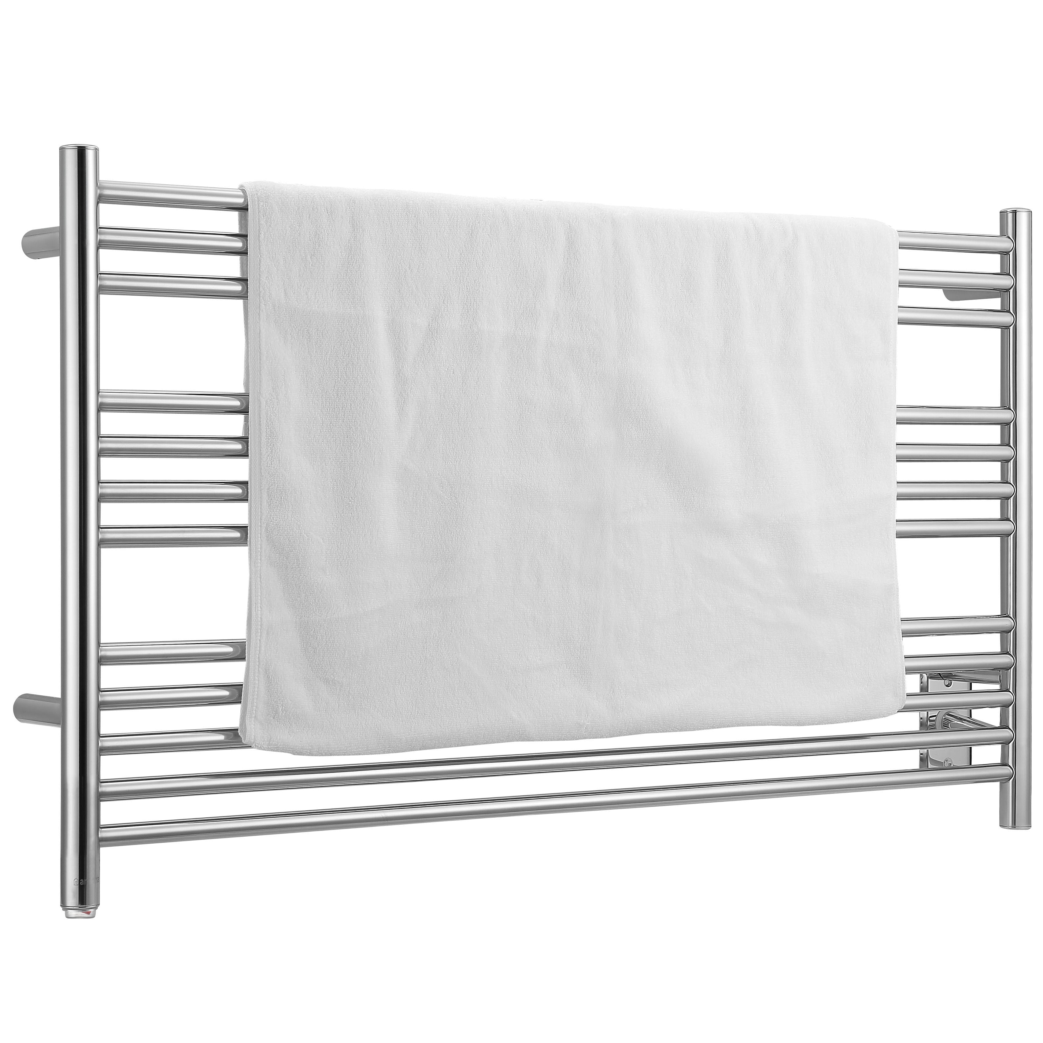 Ancona Amplia Dual 12 Bar Hardwired & Plug-in Chrome Towel Warmer - Premium Bathroom Heated Towel Rack for Spa, Luxury Home & Hotel Use