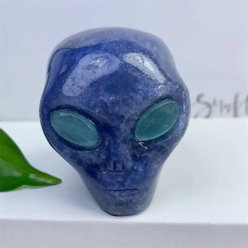 2 Inch Natural Blue Sodalite Alien Skull Crystal Carving - Healing Energy Stone for Meditation, Reiki & Spiritual Practice - Unique Home Decor & Gift for Crystal Collectors (1PC)