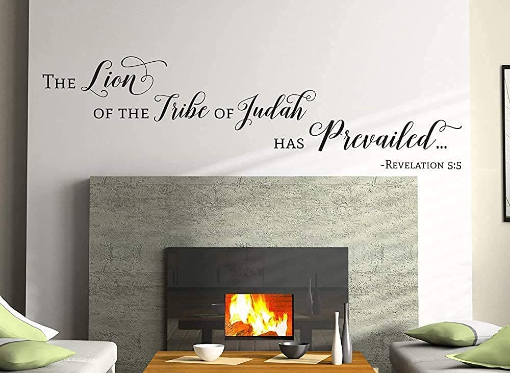 Vinyl Wall Art Decal - Revelation 5:5 The Lion of The Tribe of Judah Bible Verse - Large 56x15 Inch Religious Wall Decoration for Church, Sunday School & Home Decor - Custom Color Options