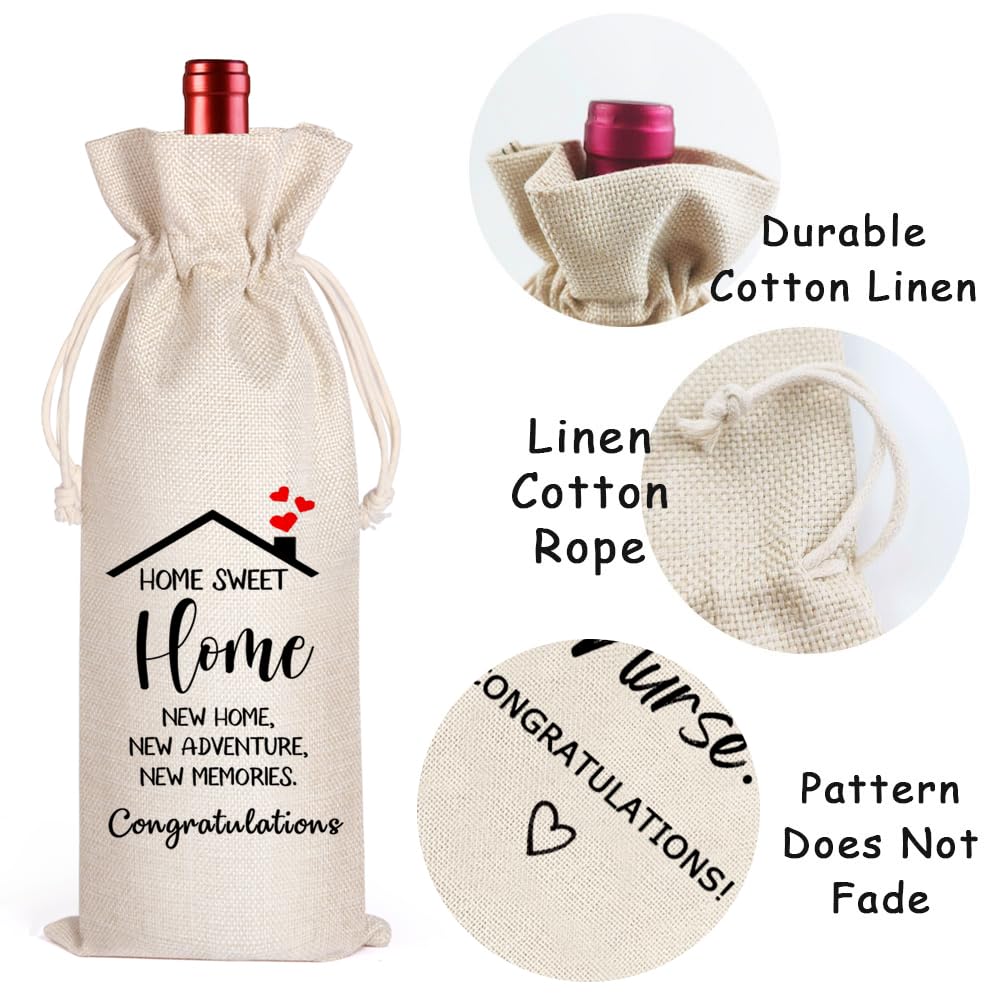 LANBAIHE Elegant Wine Gift Bags for Housewarming - Perfect First Home Gift for Men, Women, Mom, Dad, Friends & Coworkers - New Homeowner Present for Celebrations & Special Occasions - Ideal for House Parties, Anniversary Gifts & Welcoming New Neighbors