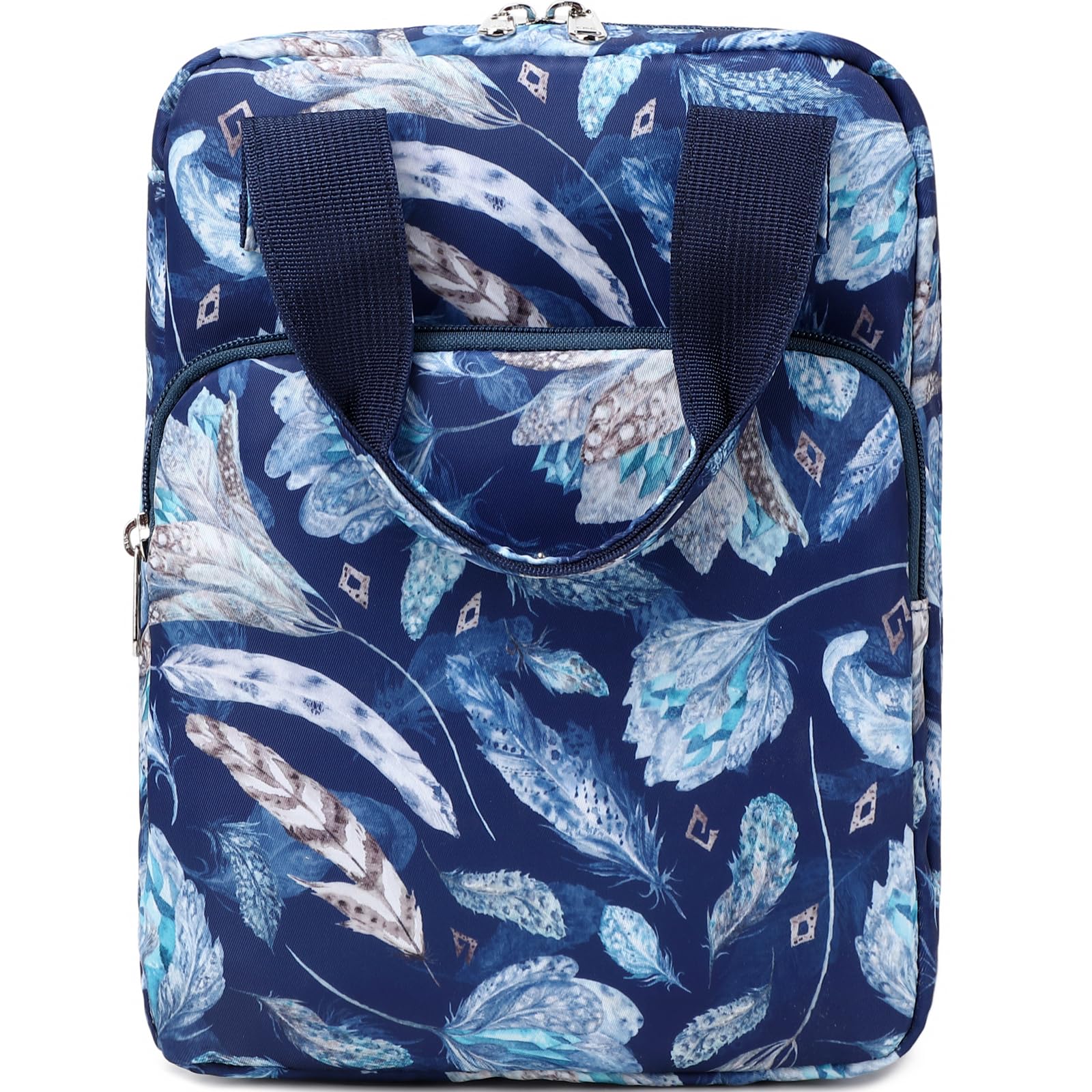 Women's Zippered Bible Cover with Handle & Organizer Pocket - Feather Blue Bible Carrier Bag for Women, Girls & Kids - Perfect for Church, Travel & Gift Giving