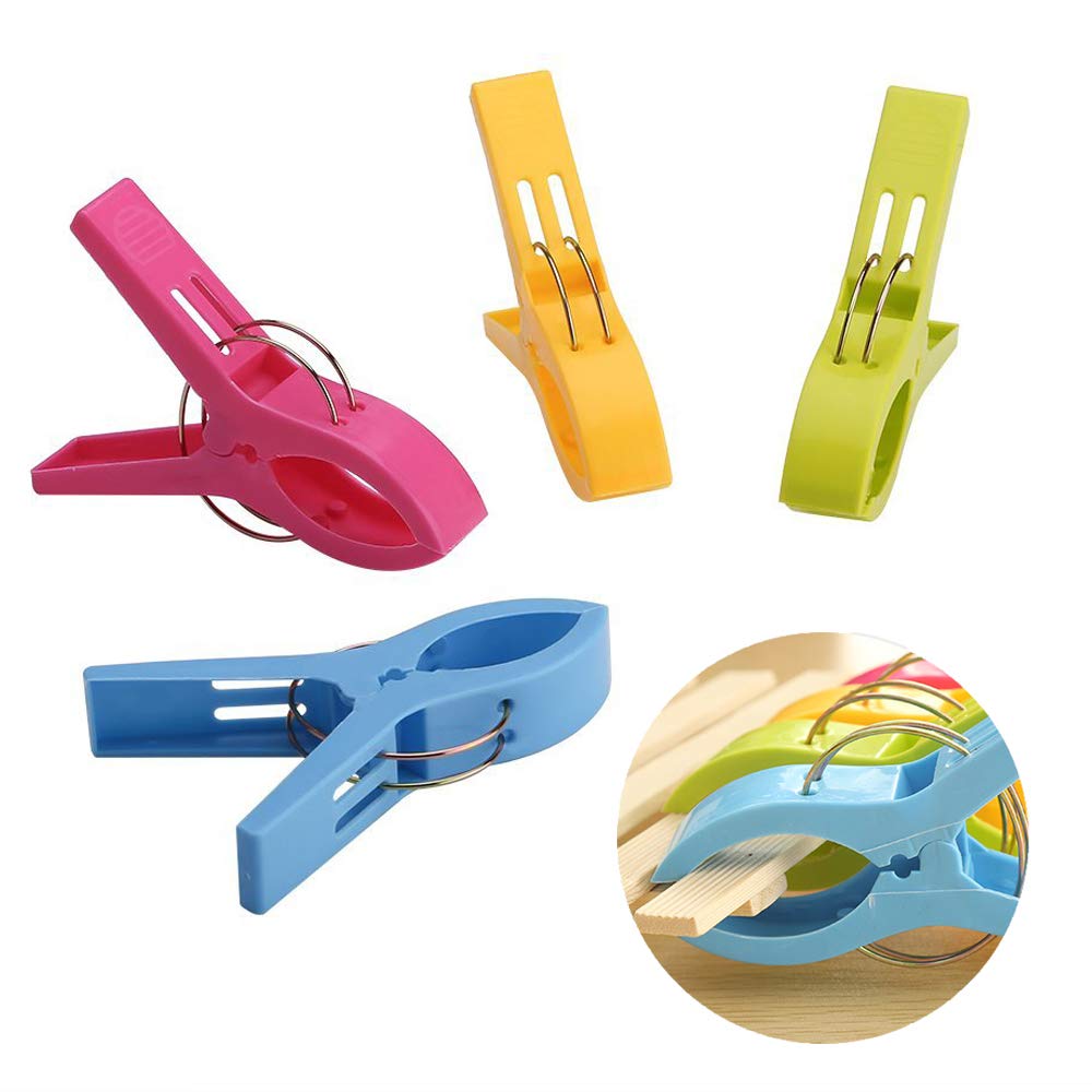 20 Pack Jumbo Size Beach Towel Clips - Heavy Duty Plastic Chair Clamps for Pool, Cruise & Outdoor Use - Secure Towels & Clothes on Beach Chairs, Deck Chairs & Clotheslines - Prevents Towels from Blowing Away in Wind (Great for Vacation, Swimming & Travel)