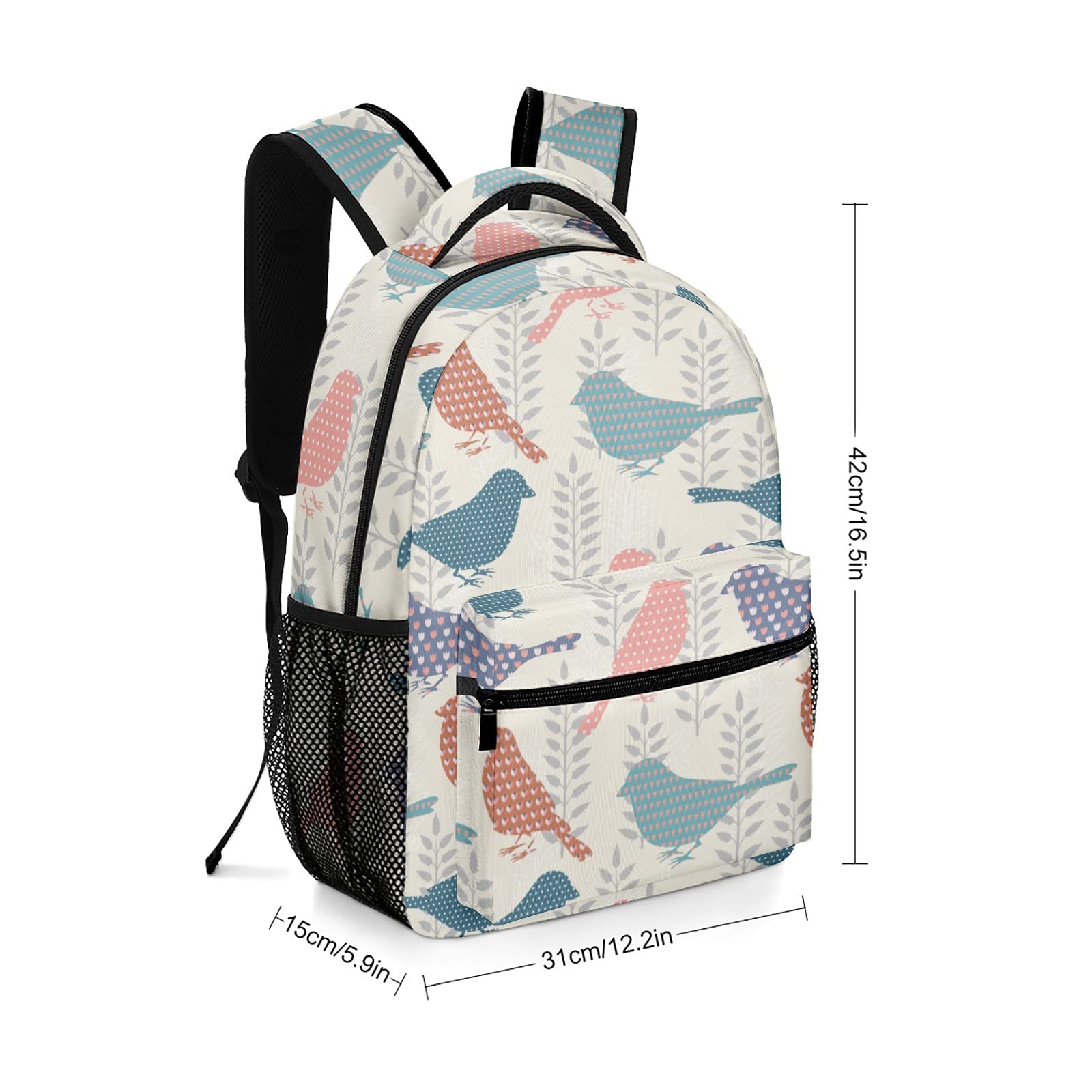 Floral Bird Kids Backpack - Adjustable School Bookbag for Boys & Girls, Lightweight Travel Backpack for Students - Perfect for School, Day Trips & Outdoor Adventures
