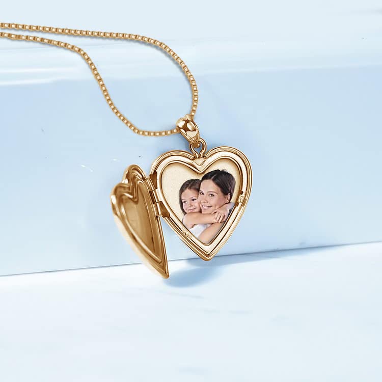 Personalized Always in My Heart Silver & Gold Heart Locket Necklace - 3/4 Inch Photo Pendant with 18