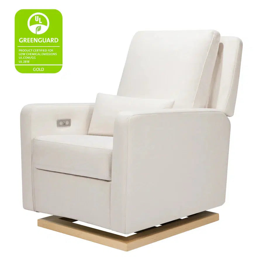 Babyletto Sigi Electronic Glider and Recliner Chair - Cream Eco Weave Performance Fabric for Nursery, Breastfeeding & Relaxation | Modern Rocking Chair for Baby Room