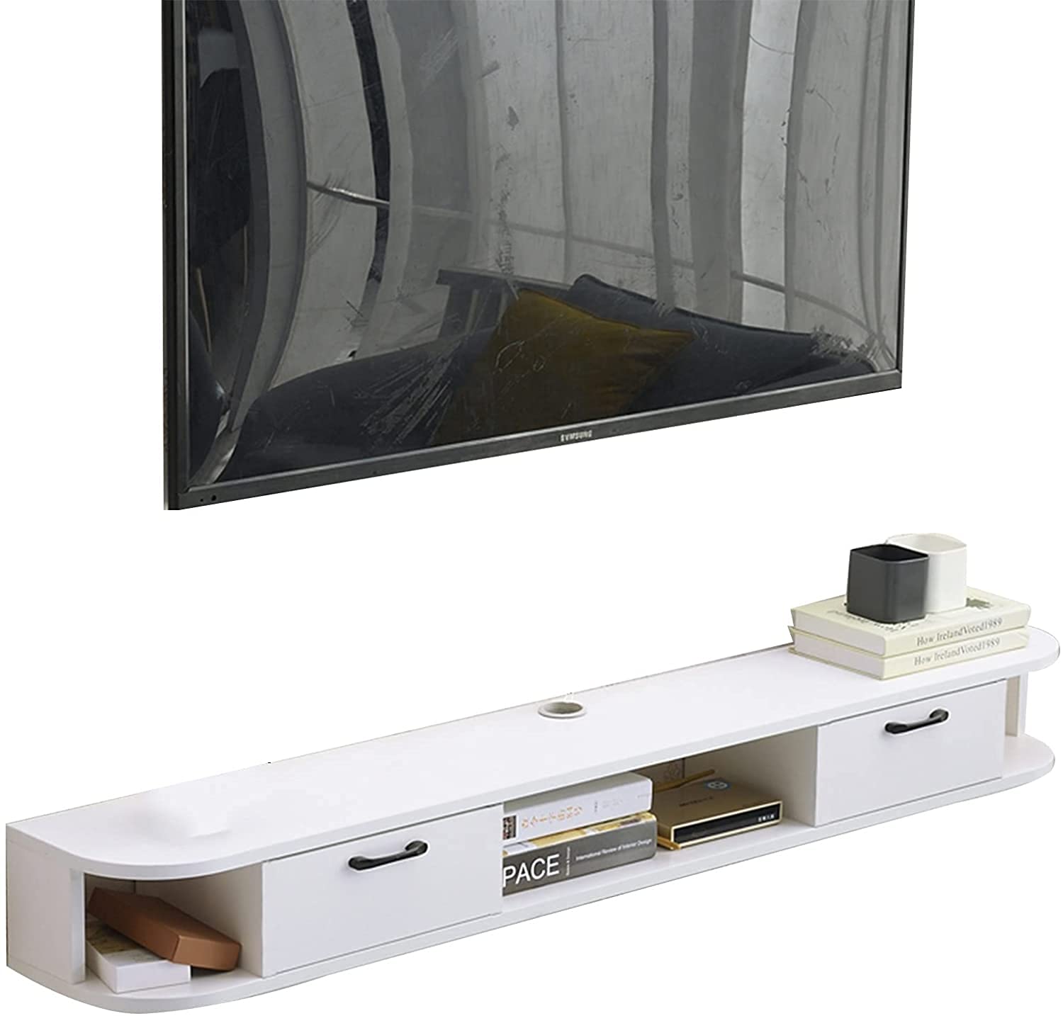Floating TV Stand Wall Mounted Media Console - Modern Entertainment Center for Living Room, Bedroom, Home Theater | Self-Contained Design (Color: A) | Perfect for Small Spaces & Stylish Home Décor