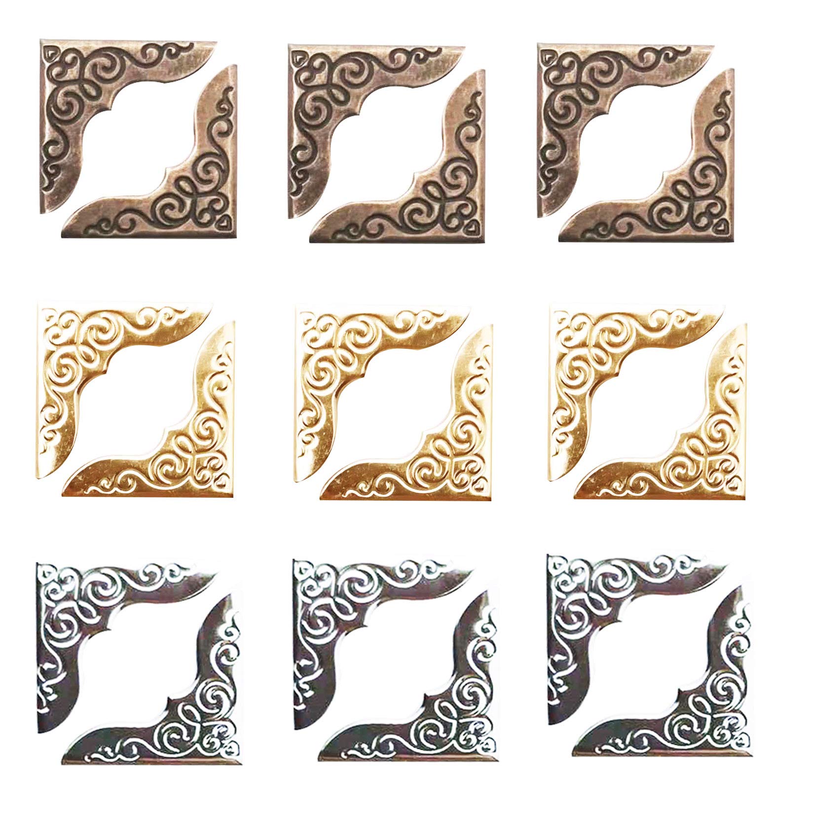 Premium Metal Corner Protectors for Scrapbooks, Albums, Menus & Folders - 150PCS (50 Gold, 50 Silver, 50 Bronze) - Durable Book Edge Guards for DIY Crafting, Photo Preservation & Office Organization