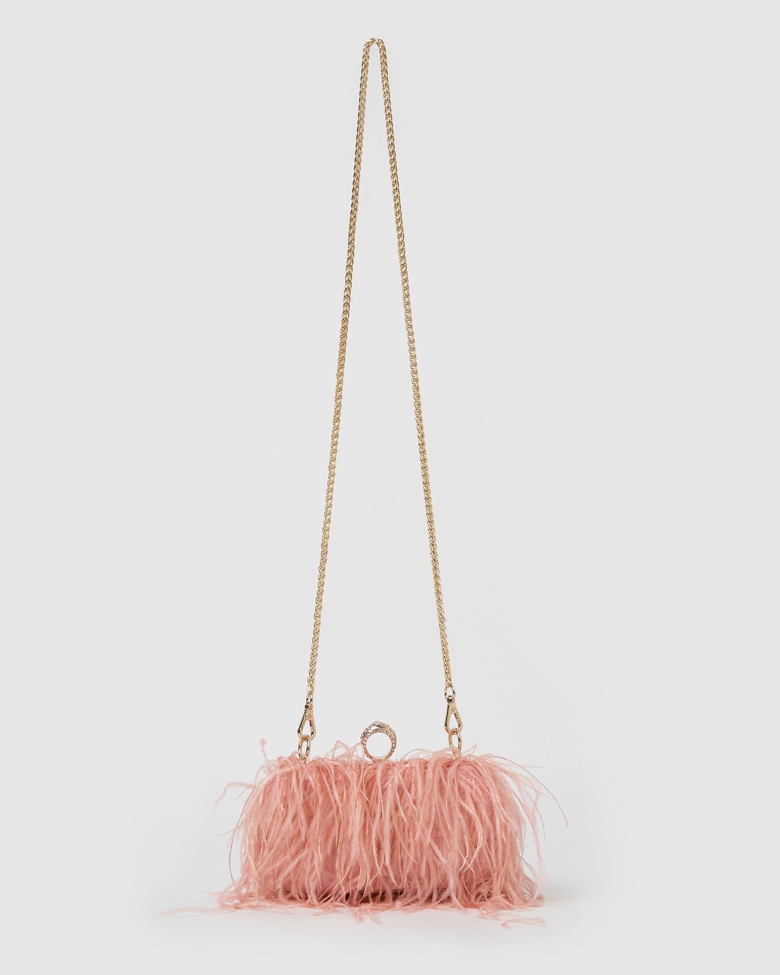 Izoa Beatrice Clutch Bag - Pink Faux Feather Evening Purse for Women | Elegant Party Clutch, Wedding Accessory, Prom Night Handbag