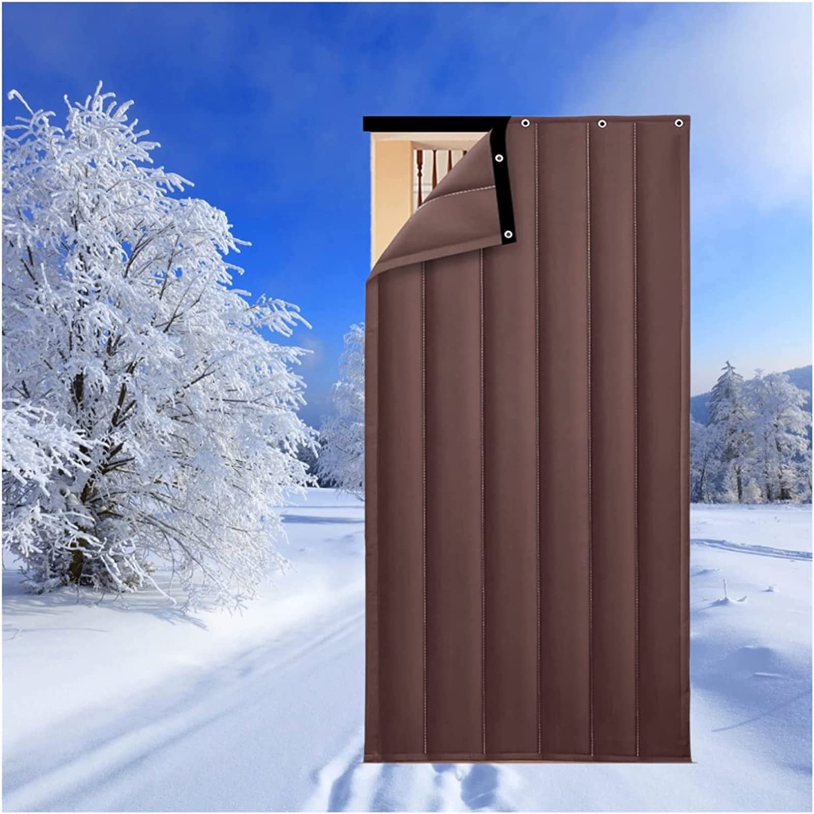 47x94 Inch Thermal Insulated Blackout Door Curtain - Heavy Duty Cotton Windproof Soundproof Curtain for Cold Weather - Perfect for Mall Entrances, Supermarkets & Warehouse Doorways