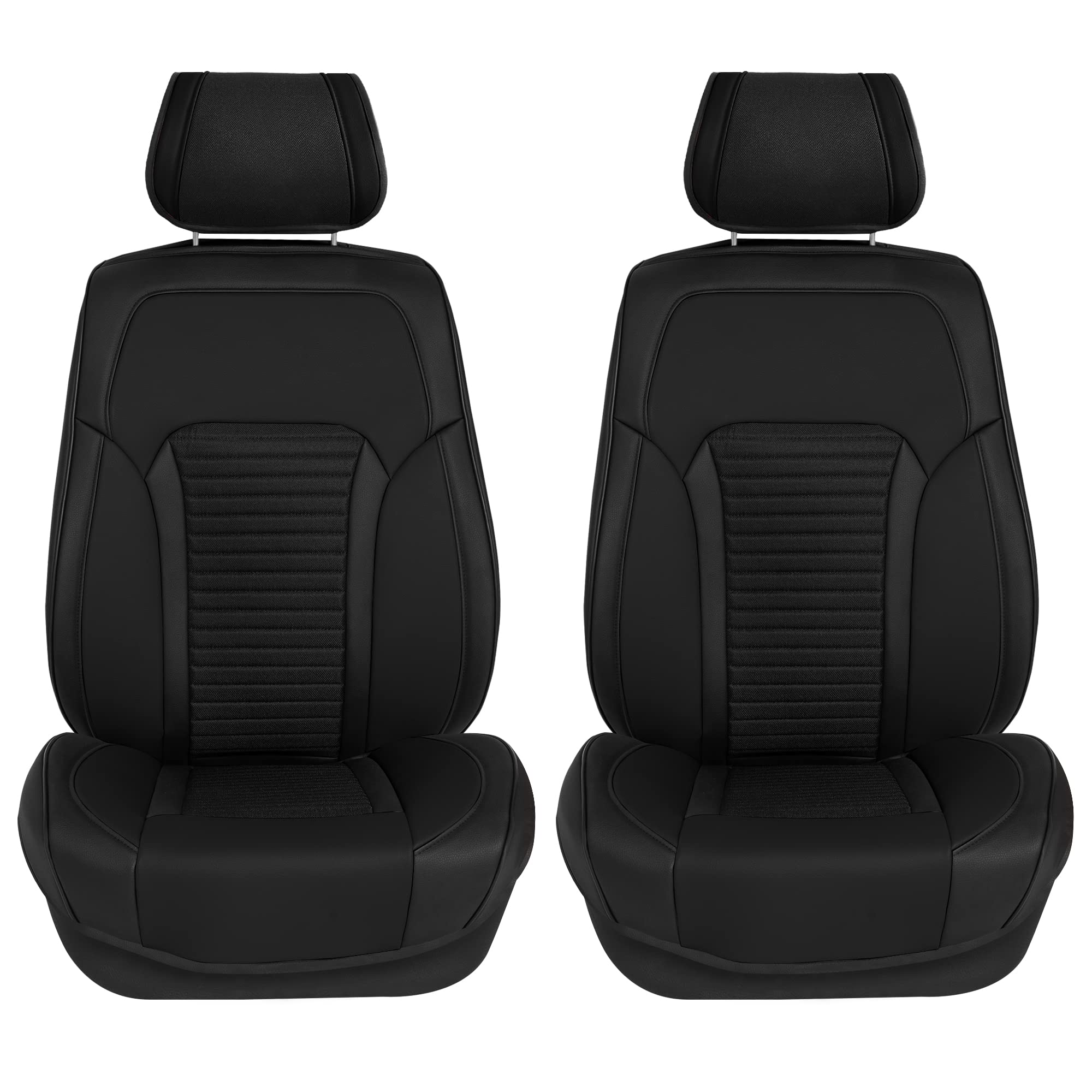 FH Group 2-Pack Universal Faux Leather Car Seat Covers - Waterproof Seat Cushion Protectors for Cars, Trucks & SUVs | Premium Front Seat Protectors for Comfort & Style | Perfect for Daily Commute, Road Trips & Pet Protection