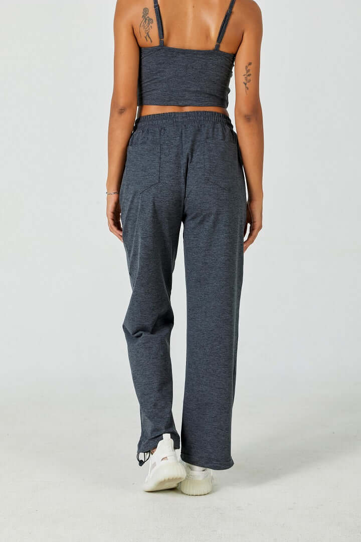CloudFleece™ Wide Leg Sweatpants for Women - Soft Lounge Pants, Dark Heather Grey - Perfect for Yoga, Home Relaxing & Casual Outfits