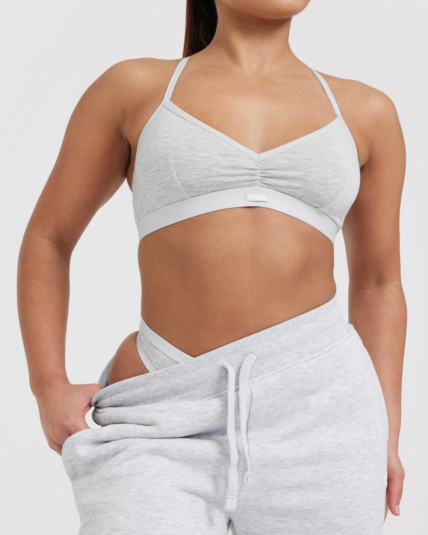 Soft Classic Bralette - Comfortable Wireless Lace Bralette in Grey Marl | Perfect for Yoga, Lounge & Everyday Wear