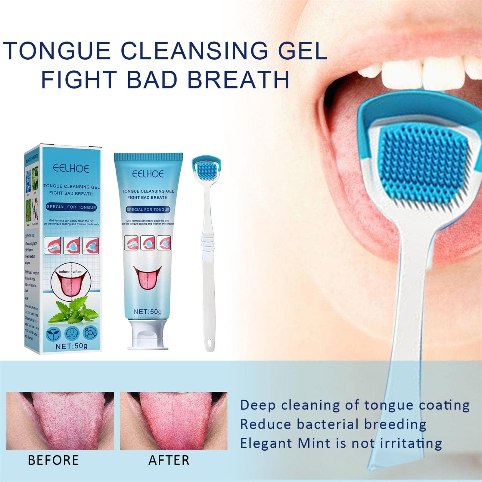 Ulapithi Tongue Cleaning Gel with Brush | Fresh Breath Treatment for Adults | Removes Bad Breath, Tongue Coating & Oral Odor | Perfect for Daily Oral Care & Morning Routine