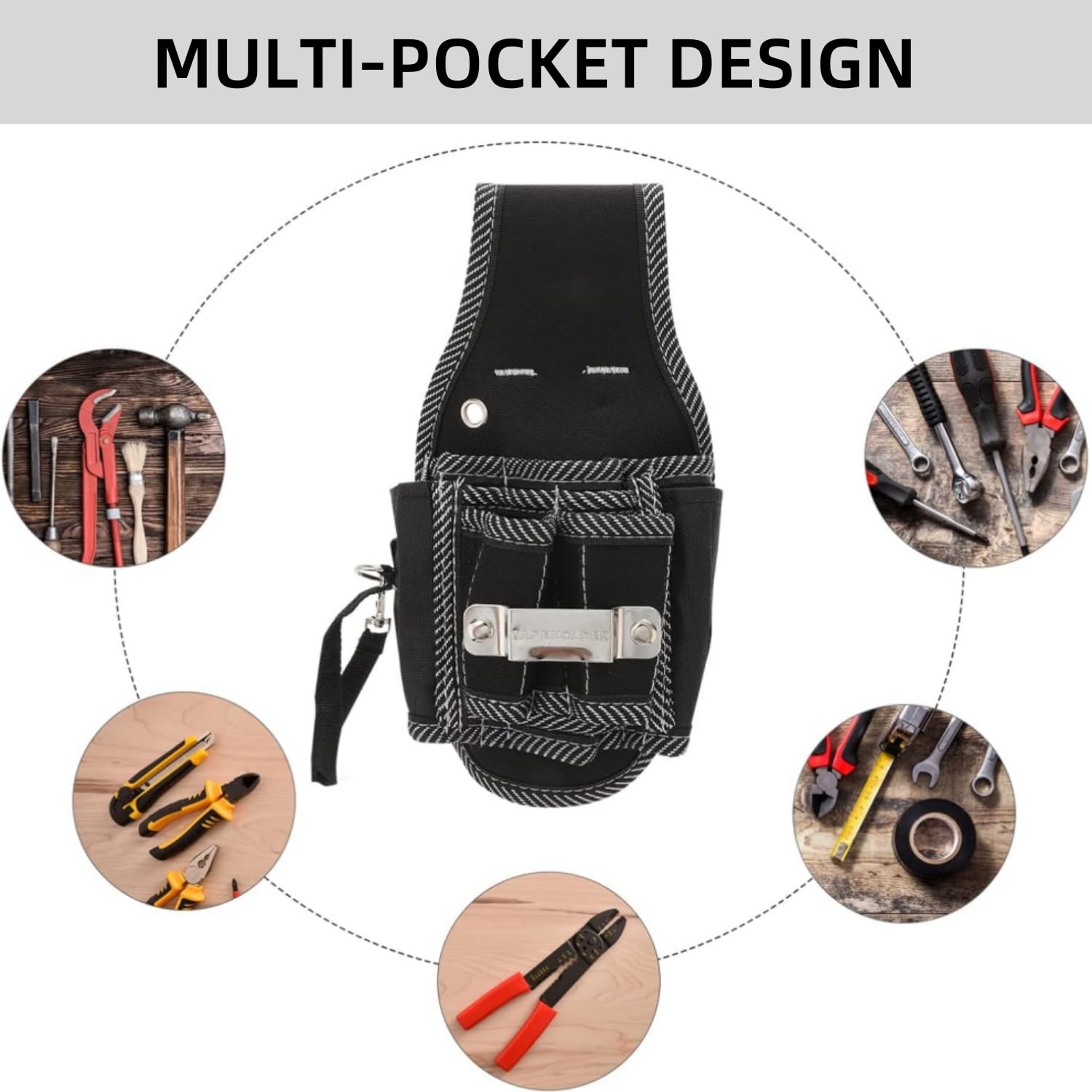 Professional Electrician Waist Tool Pouch with Screwdriver Holder - Durable Tool Organizer Storage Bag for DIY, Electricians, Carpenters & Builders - Perfect for Construction, Home Repair & Workshop Projects