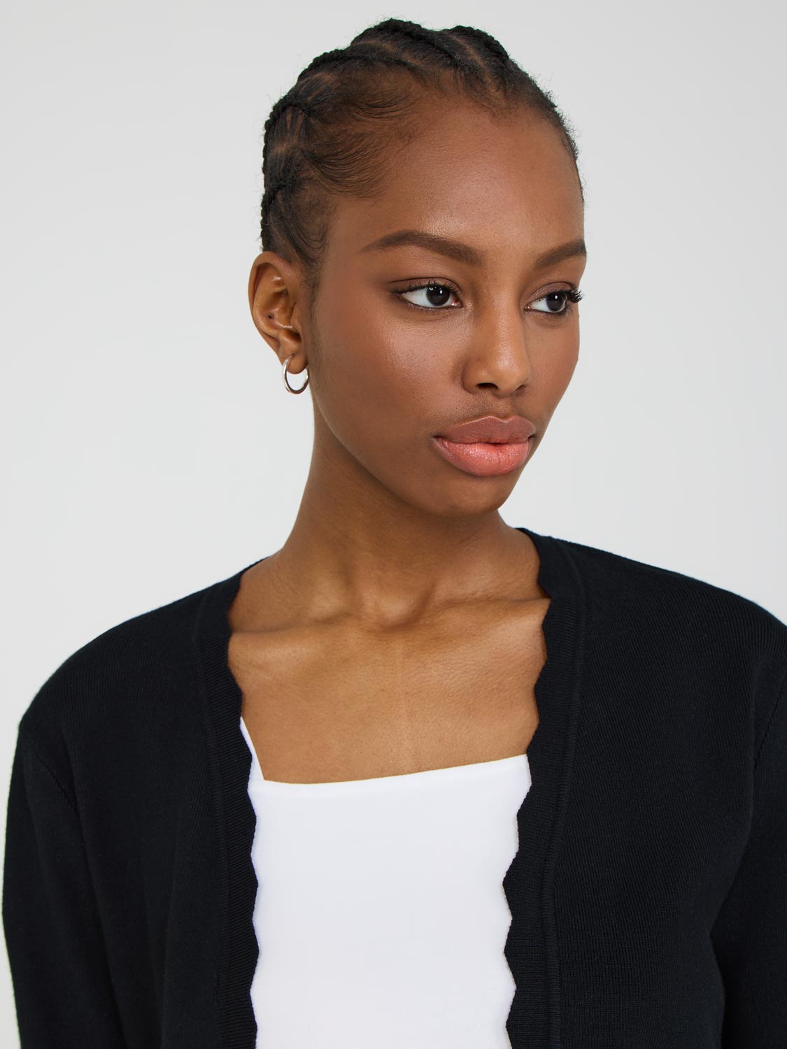 Elegant Bolero Cardigan with Scallop Details - Women's Lace Knit Cover-Up for Weddings, Parties & Evening Events