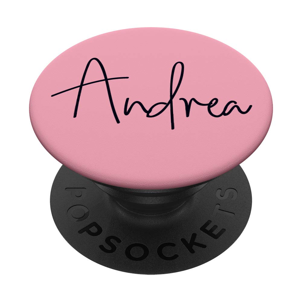 Custom Andrea Name PopSocket PopGrip - Personalized Phone Grip for Girls in Pink | Swappable Phone & Tablet Accessory | Perfect for School, Work, and Everyday Use