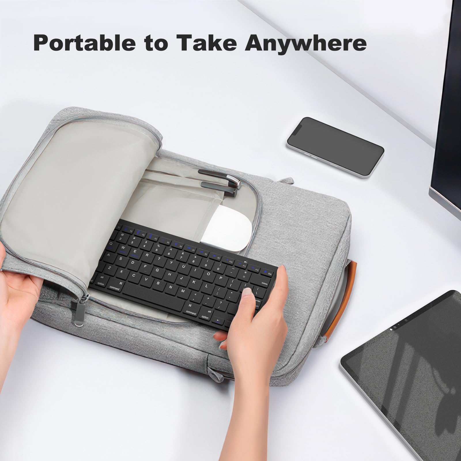 MOFII Ultra-Slim Bluetooth Wireless Keyboard - Compatible with iPad, iPhone, Tablet, Laptop (iOS, Mac OS, Android, Windows) - Perfect for Home Office, Travel & Remote Work - Black