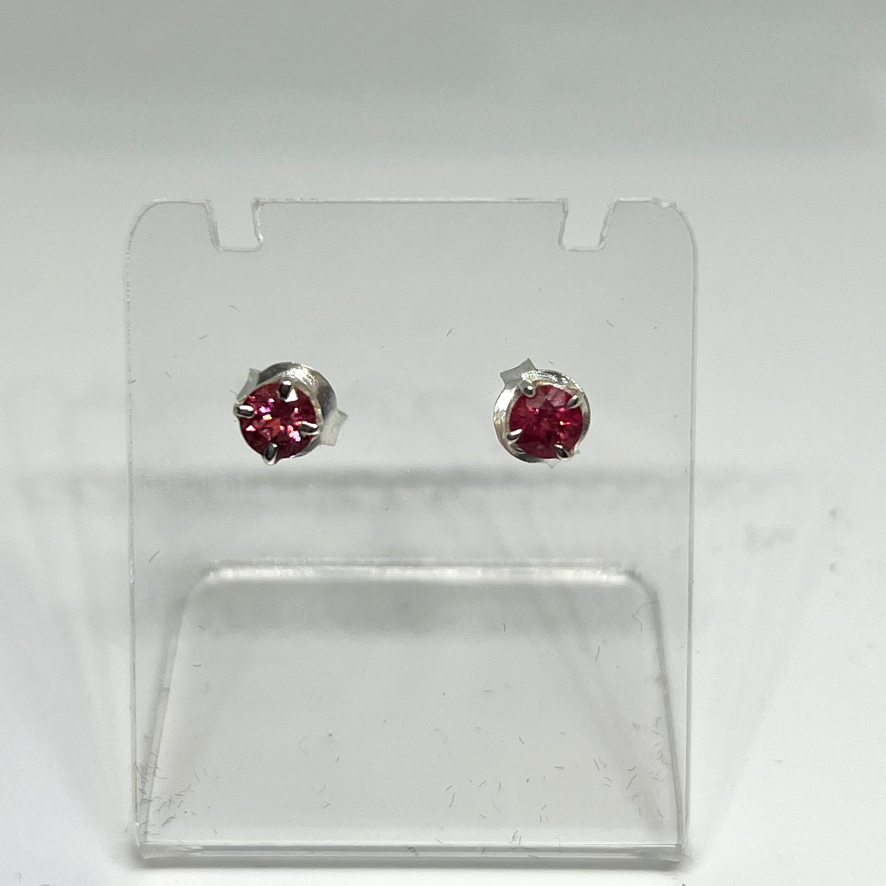 Pink Tourmaline Round Faceted Gemstone Stud Earrings 4-Prong Set - Elegant Jewelry for Women, Perfect for Weddings, Parties & Daily Wear (PSE007)